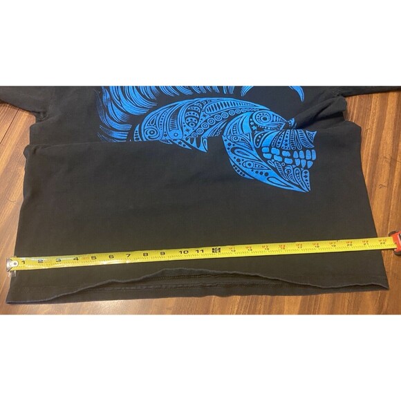 Vintage Neon Mohawk Skull Size Medium Black T-Shirt Short Sleeve 2 Sided Skulls - Picture 9 of 12